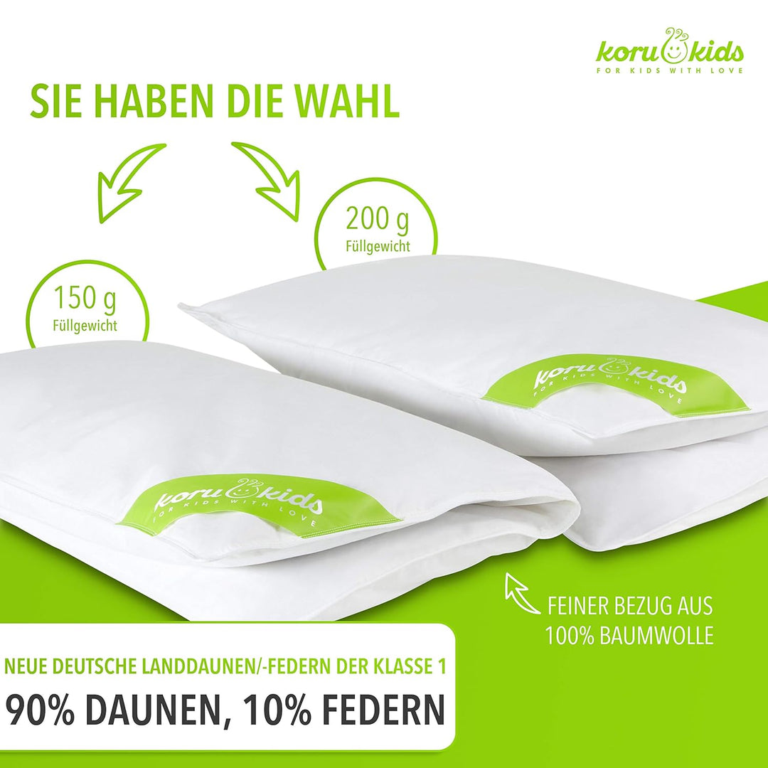 Koru Kids® Baby-Oberbett - 80 x 80 cm - Baby Daunendecke - allergikergeeignet - Füllmenge 150g 150g