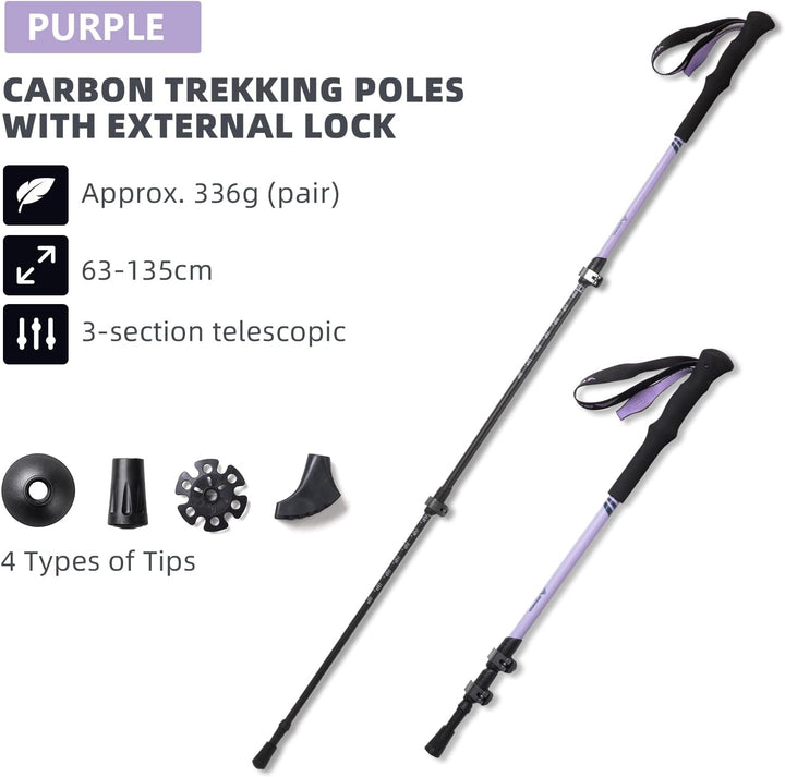 BISINNA Teleskop Wanderstöcke Carbon mit Eva, Leichte Nordic Walking Stöcke für Damen und Herren, Tr
