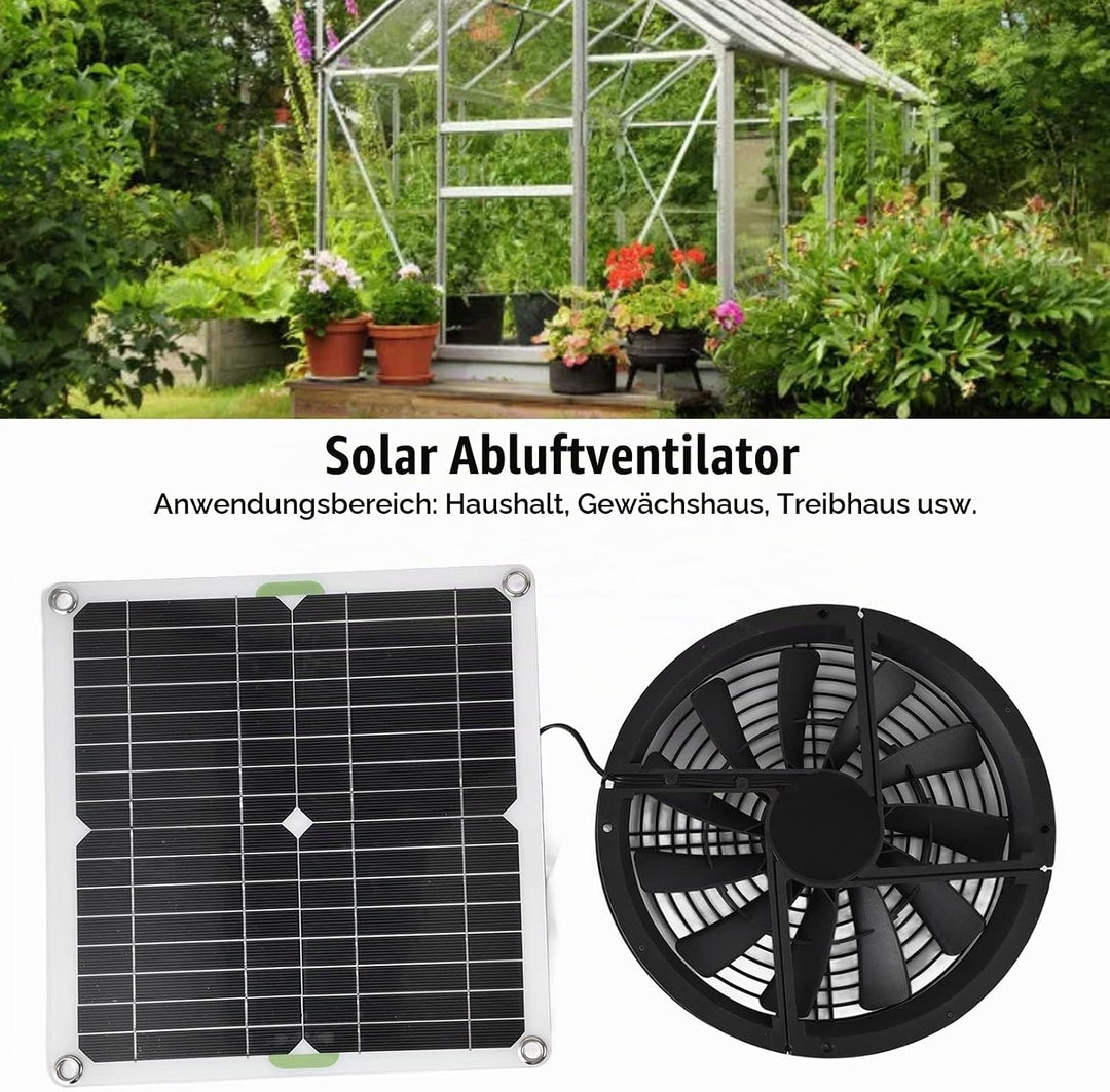 Auspuffventilator mit Solarenergie, Solarbetriebener Ventilator 100W Solarpanel-Set Gewächshauslüfte