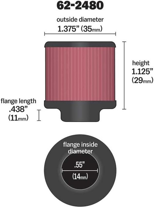 K&N 62-2480 KFZ und Motorrad Entlüftungsluftungsluftfilter