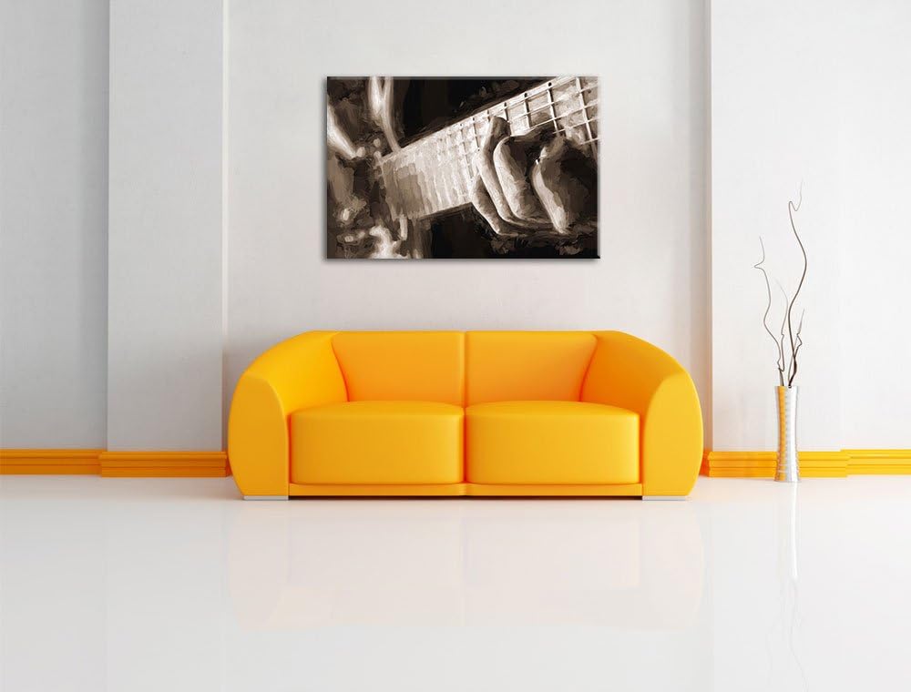 Pixxprint Gitarre Spielen als Leinwandbild/Grösse: 100x70 / Wandbild/Kunstdruck/fertig bespannt, 100