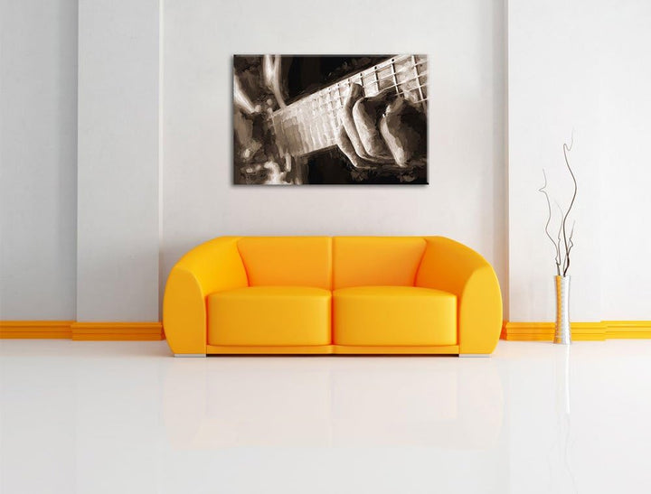 Pixxprint Gitarre Spielen als Leinwandbild/Grösse: 100x70 / Wandbild/Kunstdruck/fertig bespannt, 100