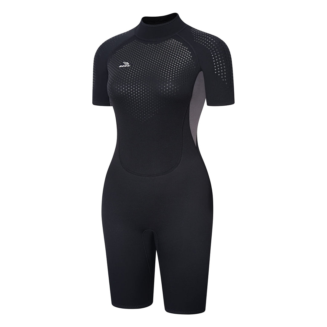 Neoprenanzug Damen und Herren Kurz 3mm für Herren Rückenreissverschluss zum Tauchen, Schnorcheln, Su