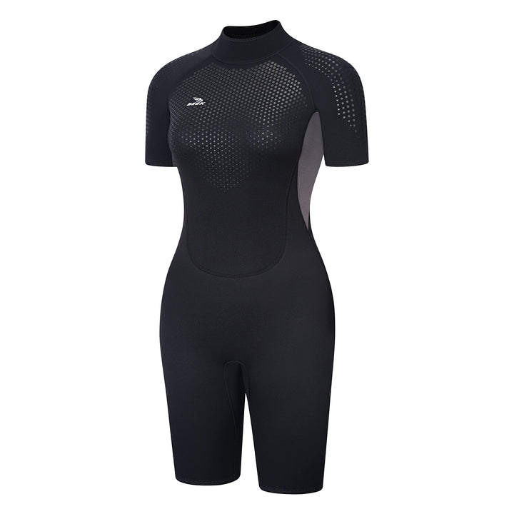 Neoprenanzug Damen und Herren Kurz 3mm für Herren Rückenreissverschluss zum Tauchen, Schnorcheln, Su
