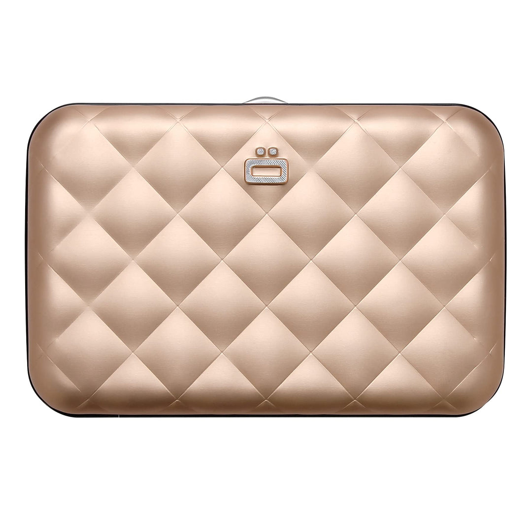 ÖGON Smart Wallets - Aluminium Geldbörse Quilted Button für Damen - RFID-Schutz - Bis zu 10 Karten u