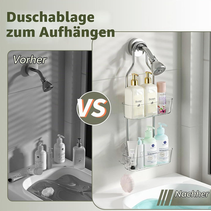 Ettori Hängende Dusche Caddy, 2-Schicht rostfreier Dusche Organizer, Aluminium Badezimmer Organizer