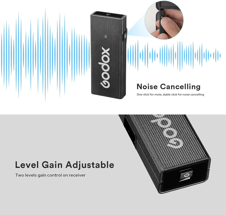 GODOX MoveLink Mini LT Kit2 kabelloses Mikrofon für iPhone, 100 m Reichweite, Geräuschunterdrückung,