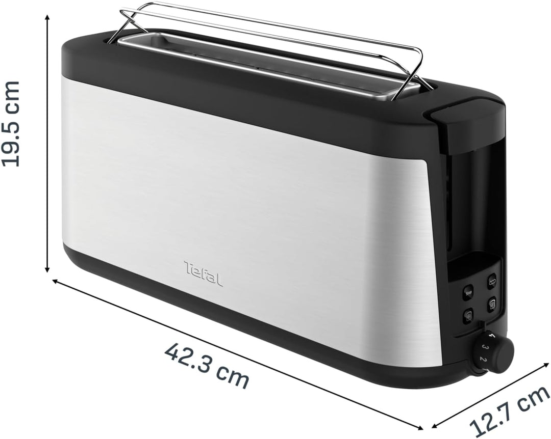 Tefal Element Langschlitz-Toaster TL4308 | 7 Bräunungsstufen | 1000 Watt | Integrierter Brötchenaufs