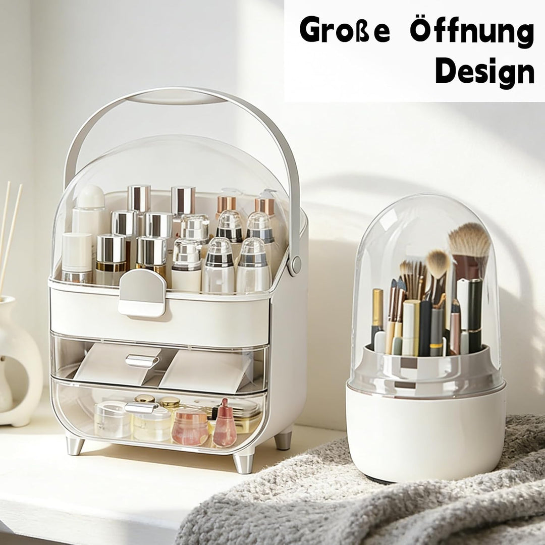 2 StüCk Make Up Organizer &amp; Drehbar Pinselhalter, GrossE KapazitäT ParfüM Organizer, Kosmetik Organi