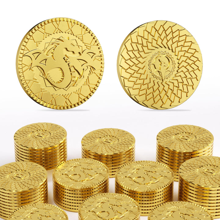Byhoo DND Fantasy Goldmünzen aus Metall und Ledertasche für Dungeons & Dragons, Tisch-RPG-Brettspiel