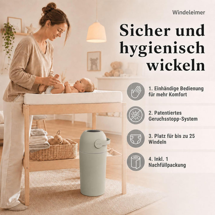 Set Magic Windeleimer Majestic &amp; Windel Blaubär | Diaper Keeper 12L mit Geruchsstop-System | bis zu