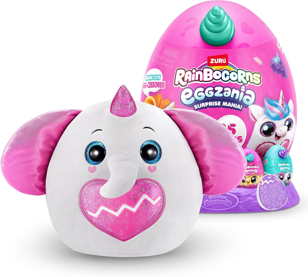 Rainbocorns Eggzania Surprise Mania Peanuts the Elephant - Collectible Plush - Over 20 Surprises Ins