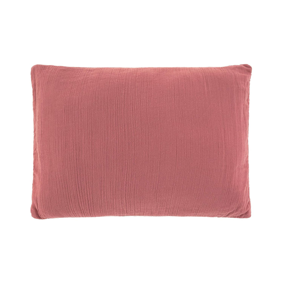 LÄSSIG Baby/Kinder Bettbezug (100 x 140 cm) und Kissen (40 x 60 cm) GOTS Muslin Baumwolle rosewood R