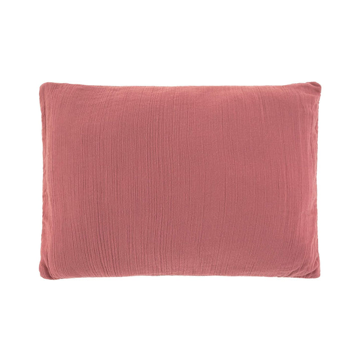LÄSSIG Baby/Kinder Bettbezug (100 x 140 cm) und Kissen (40 x 60 cm) GOTS Muslin Baumwolle rosewood R