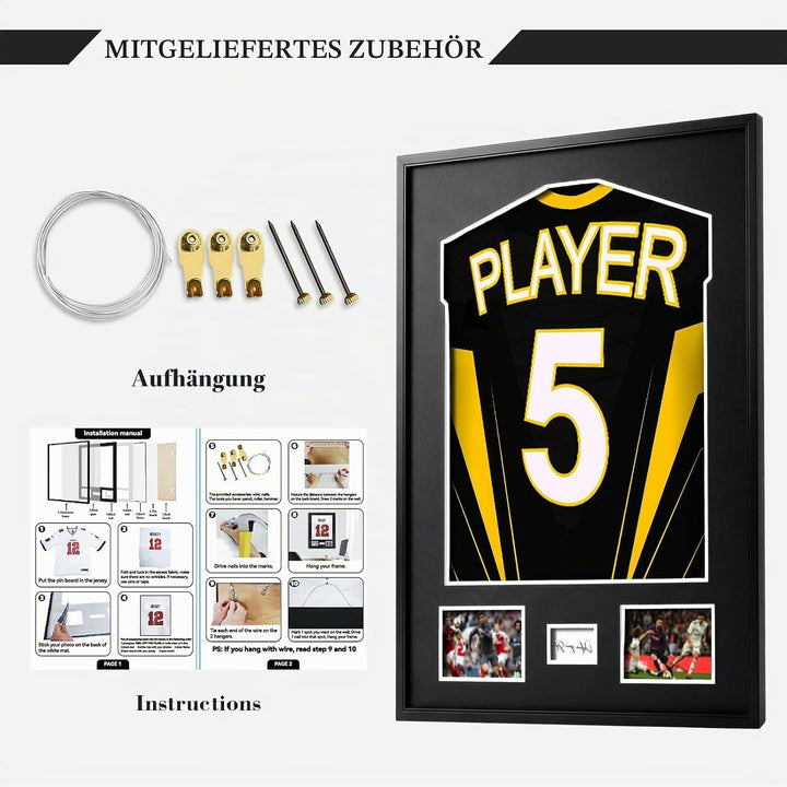 Trikotrahmen 60 x 80cm Rahmen für Fussball Trikotm 3D Box Frame Aluminium und Acrylglas Trikot Einra