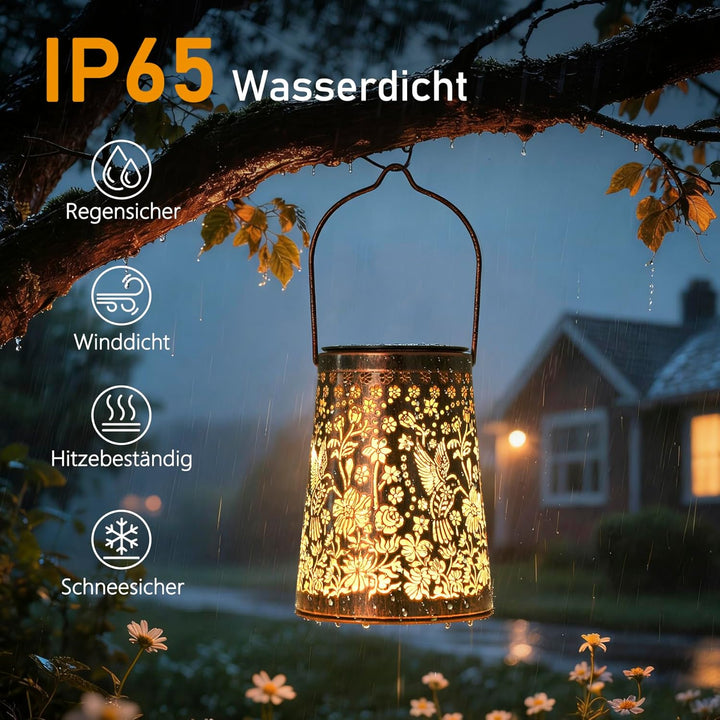 JOYCREATOR Solarlaterne für Aussen 2 Stück, Kolibri Solarlampen für Aussen Hängend/Stehend, IP65 Was