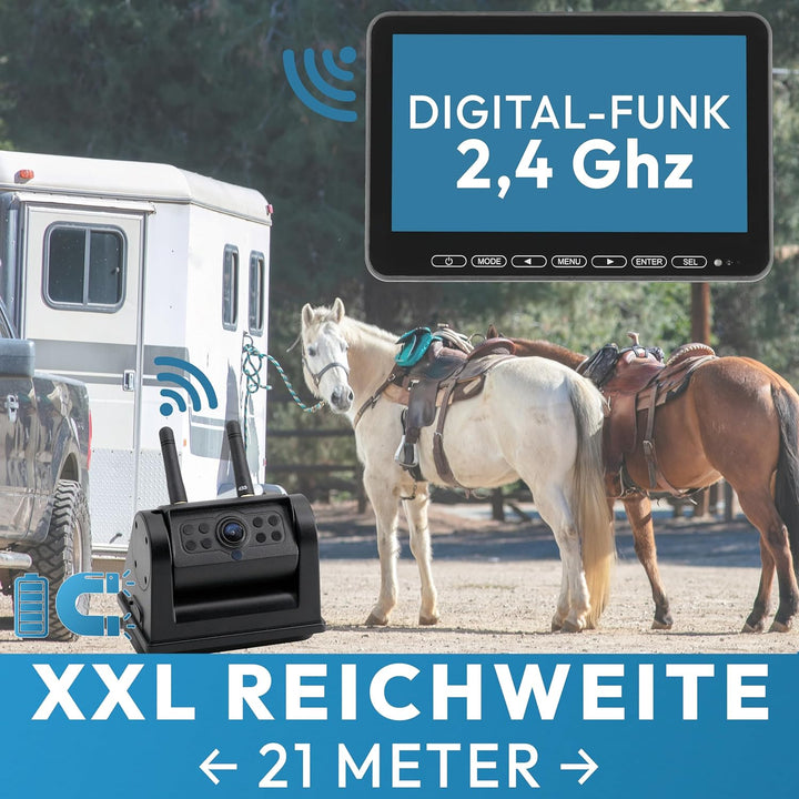 VSG24 10“ Element HD XL | 2 Kameras Funk Rückfahrsystem Akku Magnet für Wohnmobil & LKW, KFZ Set kab