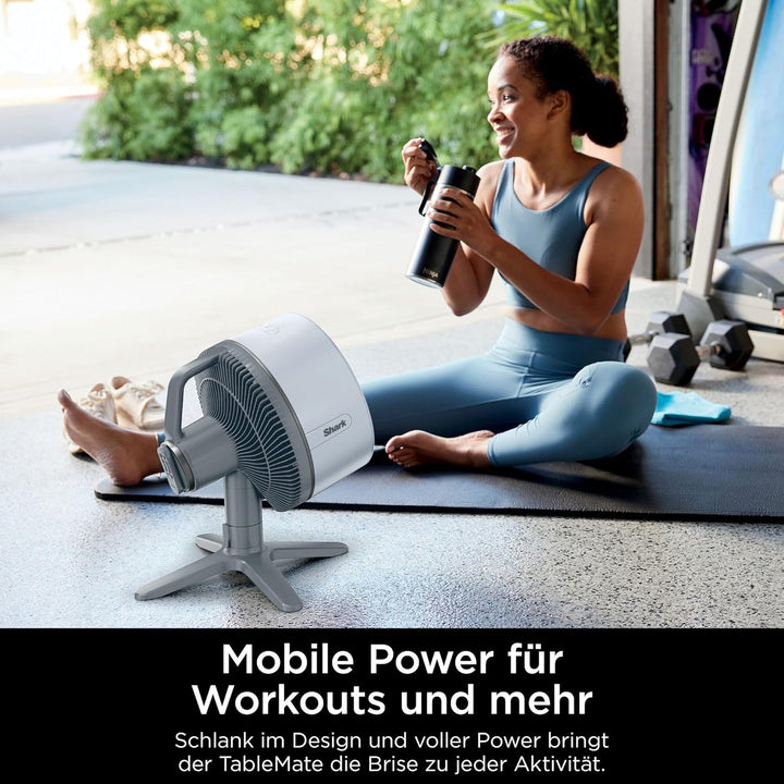 Shark FlexBreeze TableMate Akku-Ventilator, innen & aussen, ≤24h Laufzeit, Hochgeschwindigkeits-Kühl