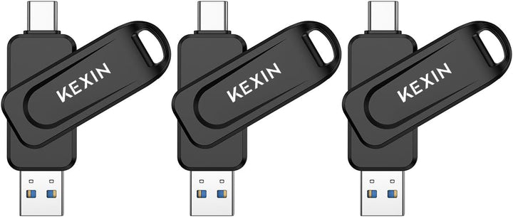 KEXIN USB C Stick 64GB 3 Stück USB 3.0 OTG, bis zu 110 MB/s, Dual-USB Type-C & USB-A Anschlüsse, Spe