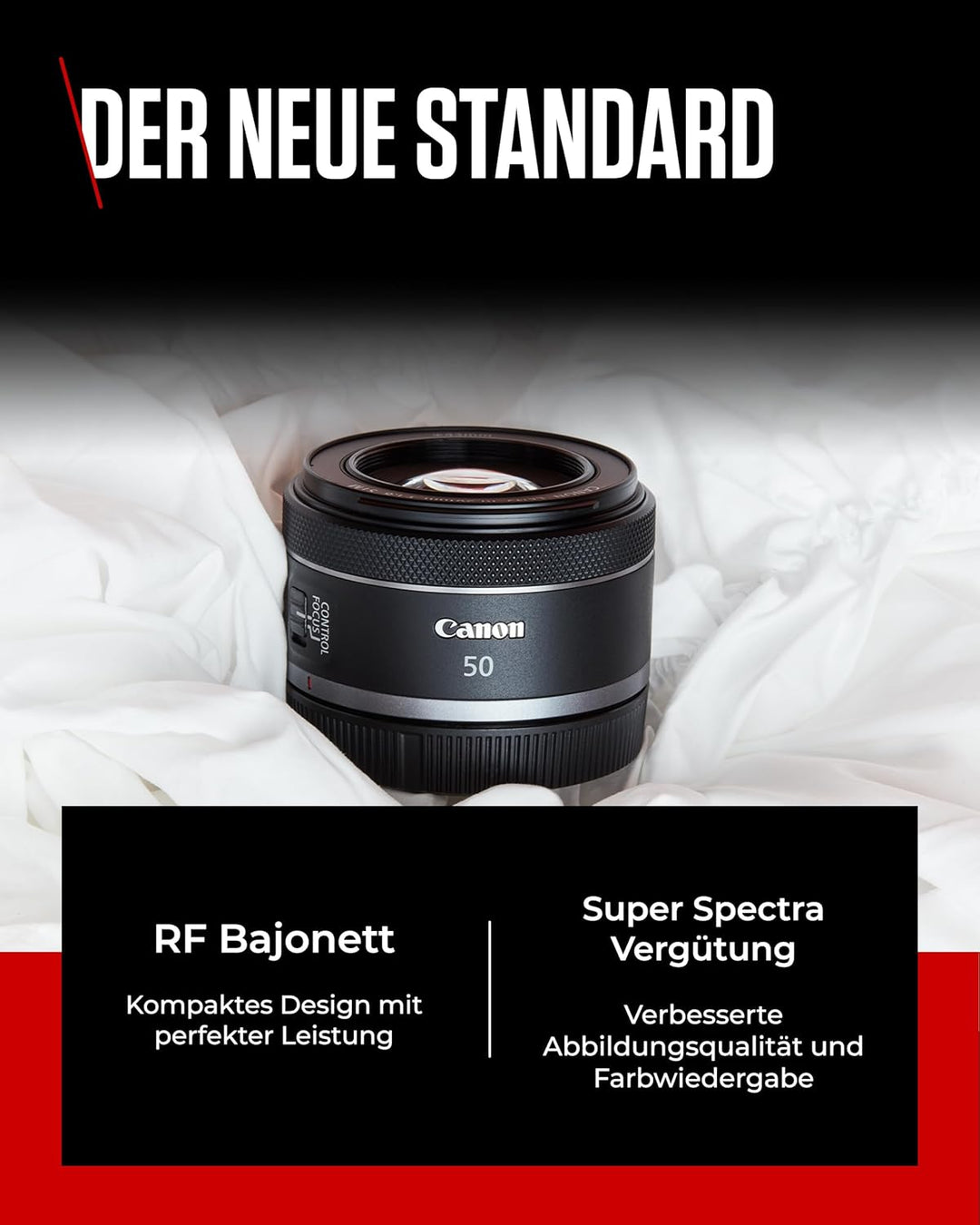 Canon RF 50mm F1.8 STM Objektiv | Kompakt und leicht, hohe Lichtstärke von 1:1,8, kompatibel mit All