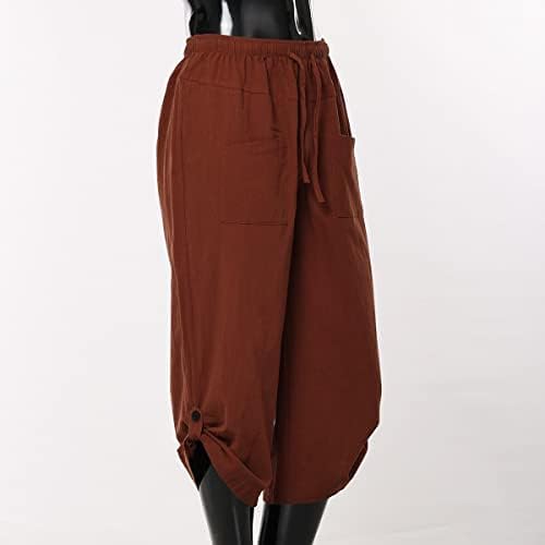 COSDREAMER Herren Mittelalter Hose Wikinger Piraten Kostüm Hose (Grösse L, Braun 3/4) L Braun 3/4, L