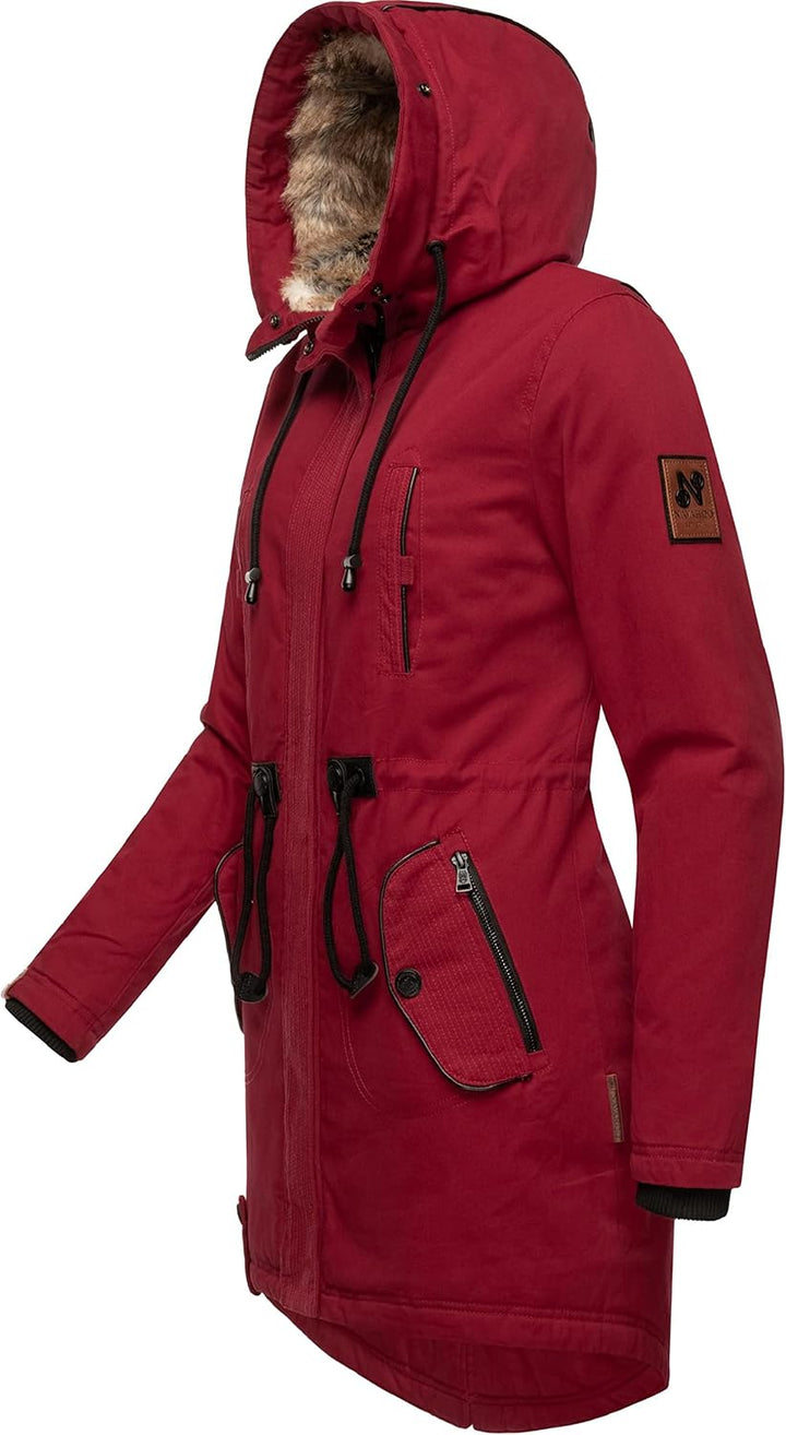 Navahoo Damen Warmer Winterparka mit Kapuze Bombii XS-XXL XS Blood Red, XS Blood Red