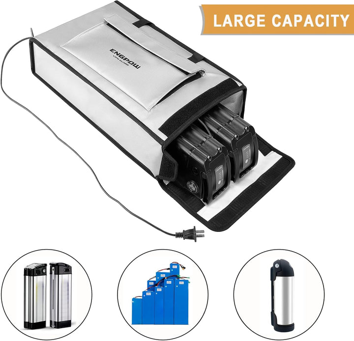 Akku Tasche Ebike Batterie Tasche Feuerfeste bis 2000°F Explosionsgeschützte Lipo Bag kompatibel mit
