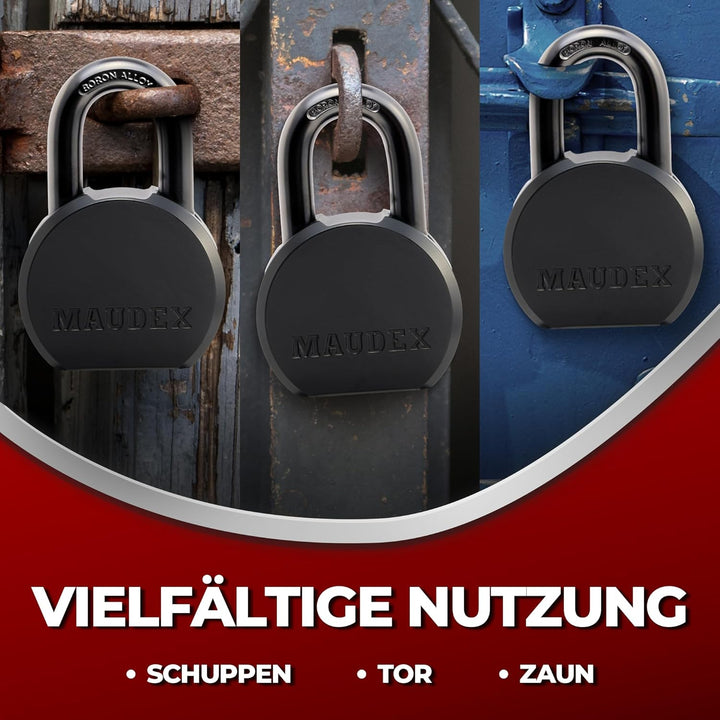 PML65 Heavy Duty Vorhängeschloss – Sicherheitsschloss mit Boron-Stahlbügel, wetterfest, 5 Messingsch