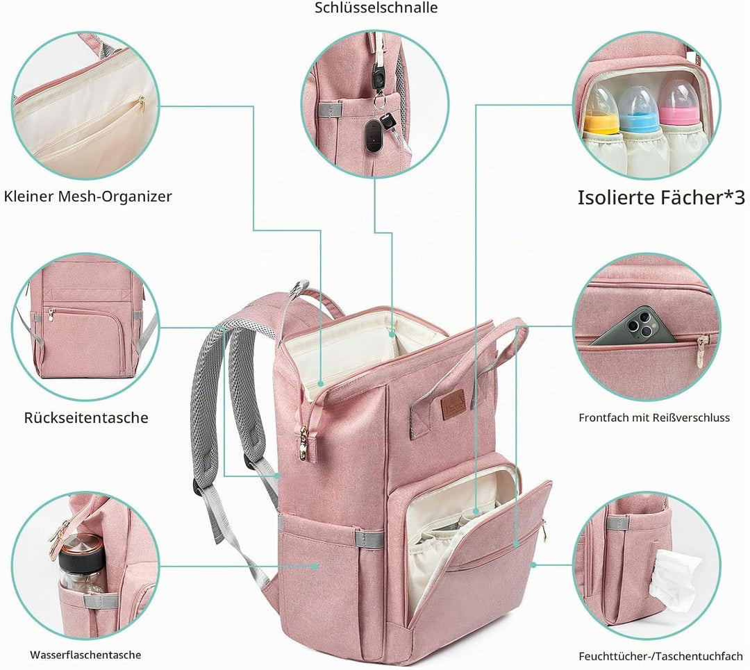 Viedouce Baby Wickelrucksack Wickeltasche Babytasche,Wasserdicht Oxford Grosse Kapazität für ausgehe