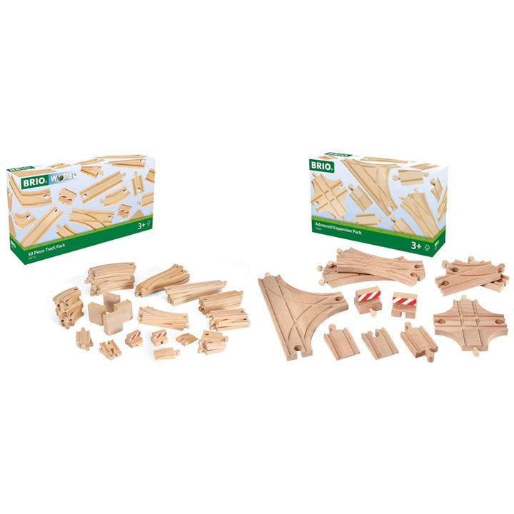 BRIO World 33772 Grosses Schienensortiment 50 Teile - Schienen Set für die BRIO Eisenbahn - Kleinkin