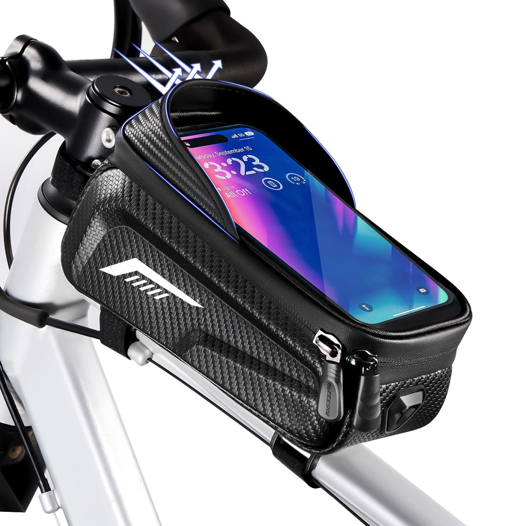 Fahrradtasche Rahmen, Wasserdicht Fahrrad Rahmentasche, Oberrohrtasche Fahrrad mit 3D Sonnenblende u