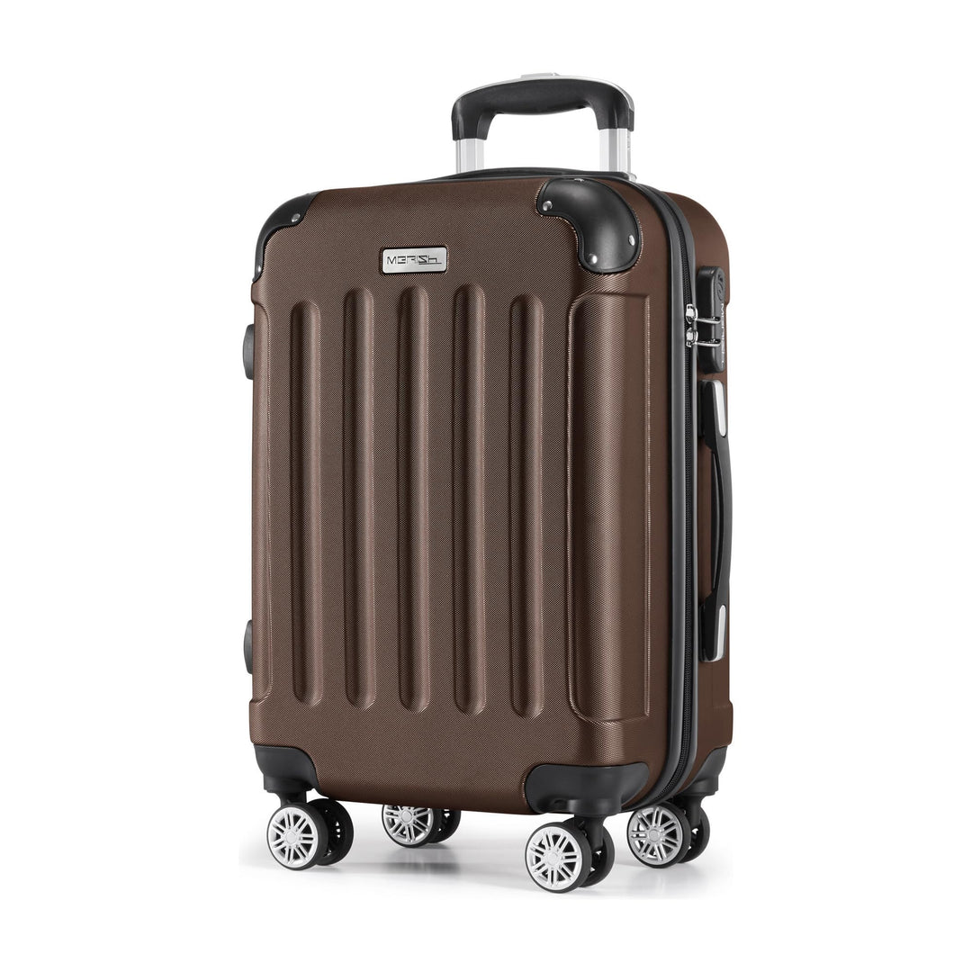 MERISH Reisekoffer Koffer Kofferset Trolleys Zwillingsrollen 3tlg. Hartschale in 9 Farben (Braun, M)