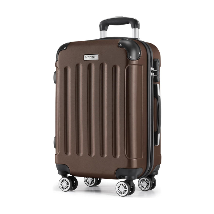 MERISH Reisekoffer Koffer Kofferset Trolleys Zwillingsrollen 3tlg. Hartschale in 9 Farben (Braun, M)