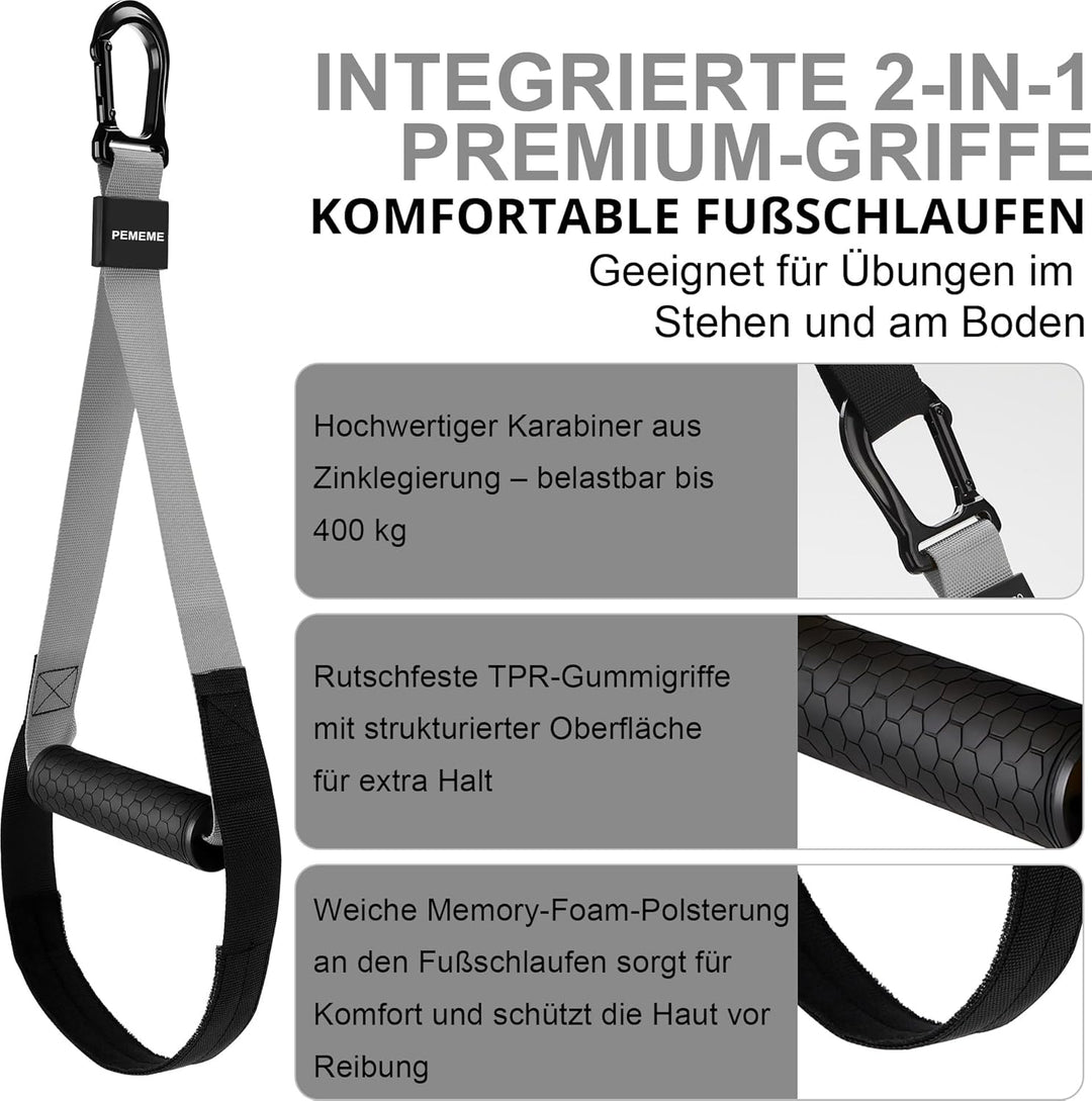 Schlingentrainer für Zuhause, Sling Trainer Set für Ganzkörpertraining mit Türanker, Verstellbaren T