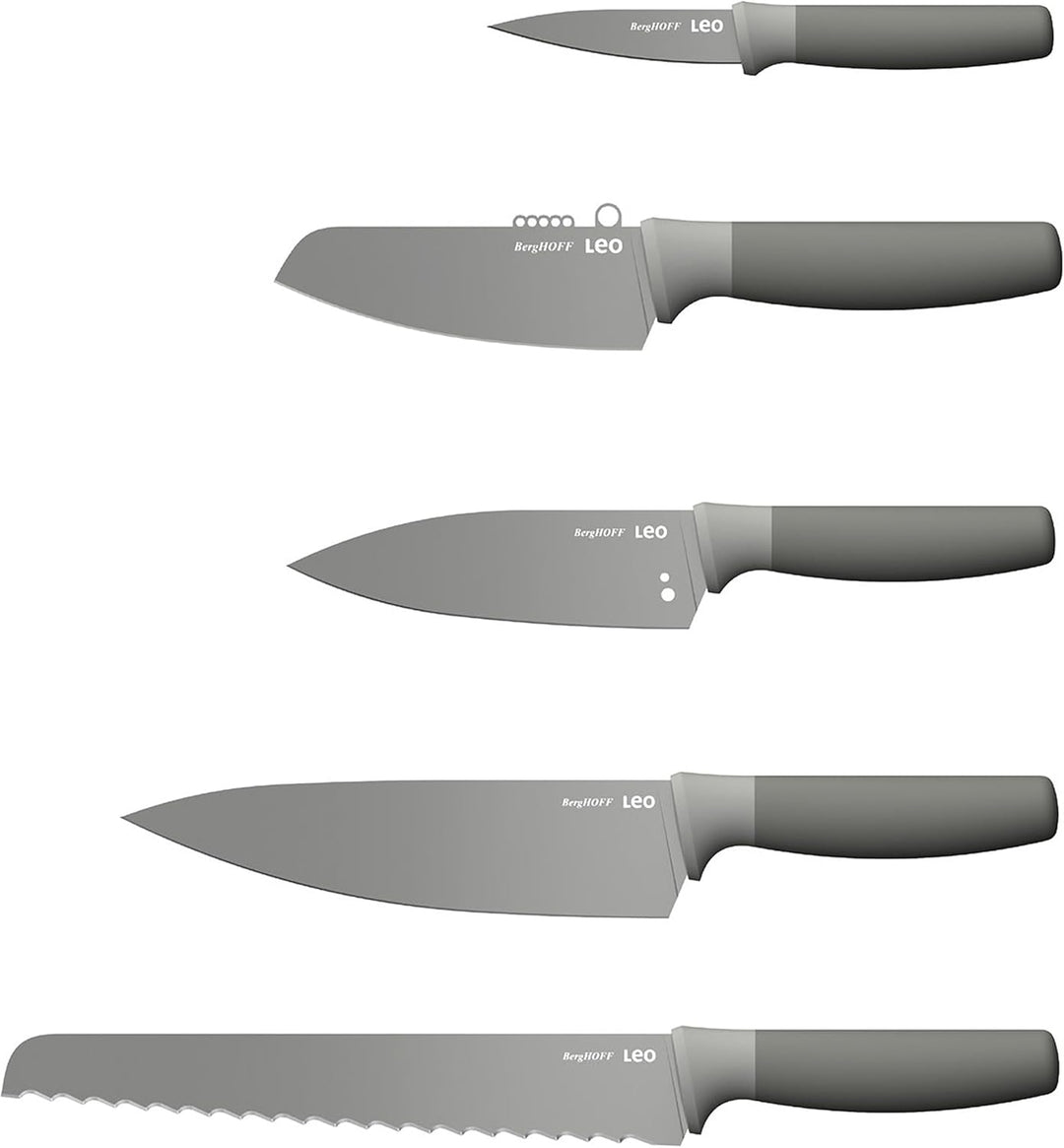 BergHOFF Leo Balance Messerblock mit Messer - 6-teilig Messerset mit Block - Küchenmesserset - Küche