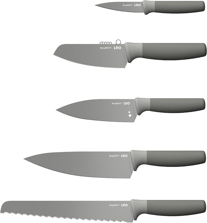 BergHOFF Leo Balance Messerblock mit Messer - 6-teilig Messerset mit Block - Küchenmesserset - Küche