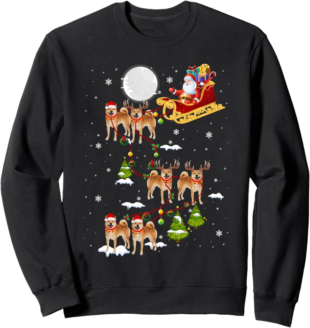 Santa Riding Shiba Inu Schlitten Weihnachten Shiba Inu Rentier Sweatshirt