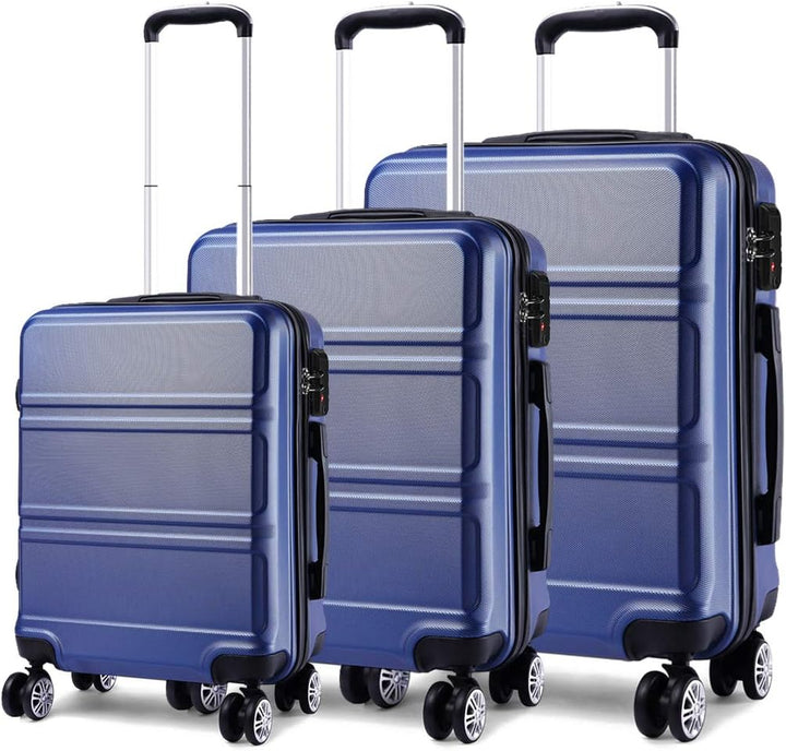 KONO Kofferset ABS Hartschalen Hardcase Trolley TSA-Schloss Reisekoffer Dunkelblau, Dunkelblau