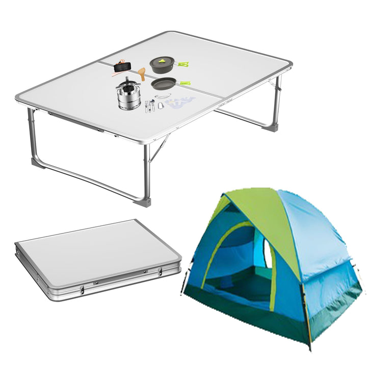 HSHa Tragbarer Klapptisch Kleiner kompakter Camping-Tisch 60x40x26cm, Innen-Strand-Klapptisch 60CM/2