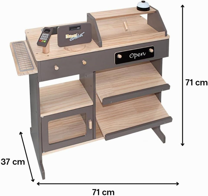 howa Kaufladen - Kaufmannsladen aus Holz, mit Spielkasse und Spielzeugkartenleser, Tafel für Kreide,