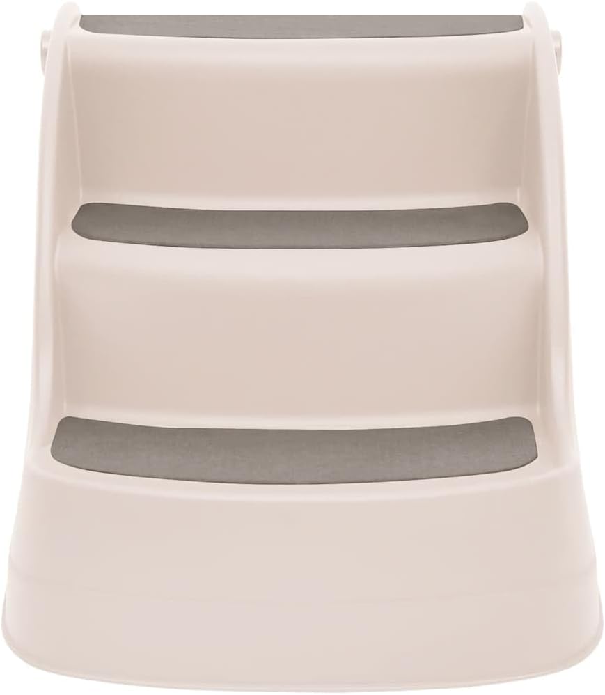 vidaXL Hundetreppe mit 3 Stufen Klappbar Creme 50x38x38 cm Kunststoff, Creme
