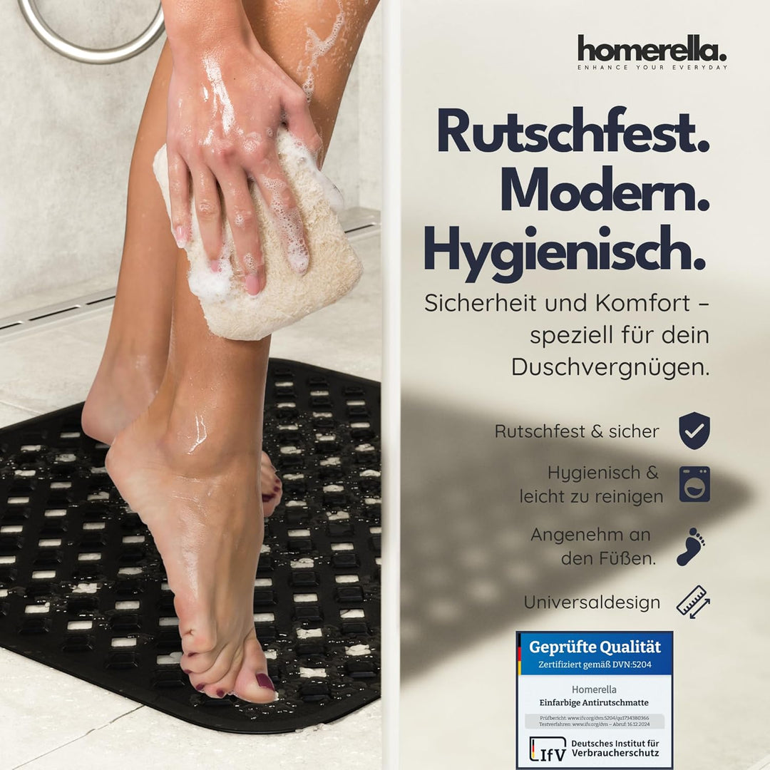 homerella© Duschmatte rutschfest 53x53cm, INKL. AUFHÄNGUNG, Antirutschmatte Dusche, schimmelresisten