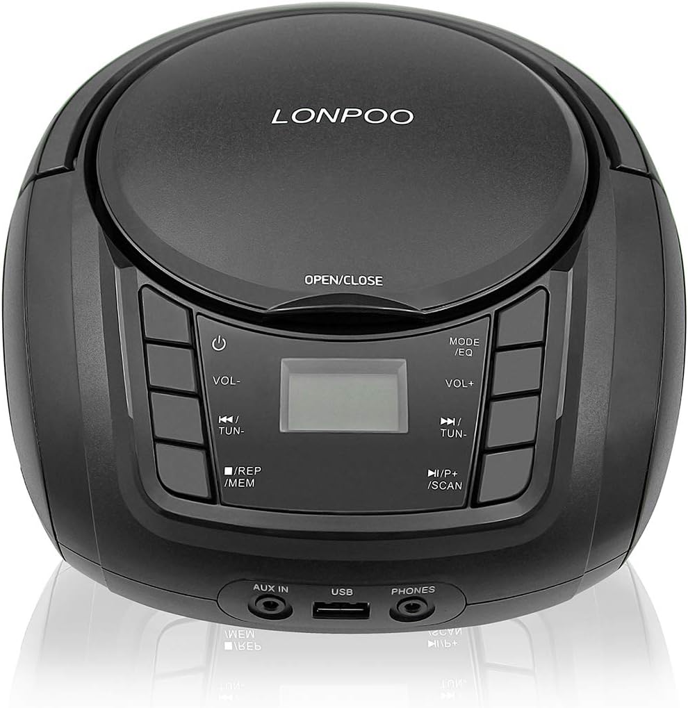 LP-D03 Tragbarer Boombox CD-Player mit Bluetooth - Kinder Stereo-Boombox mit FM Radio | AUX-In | Kop