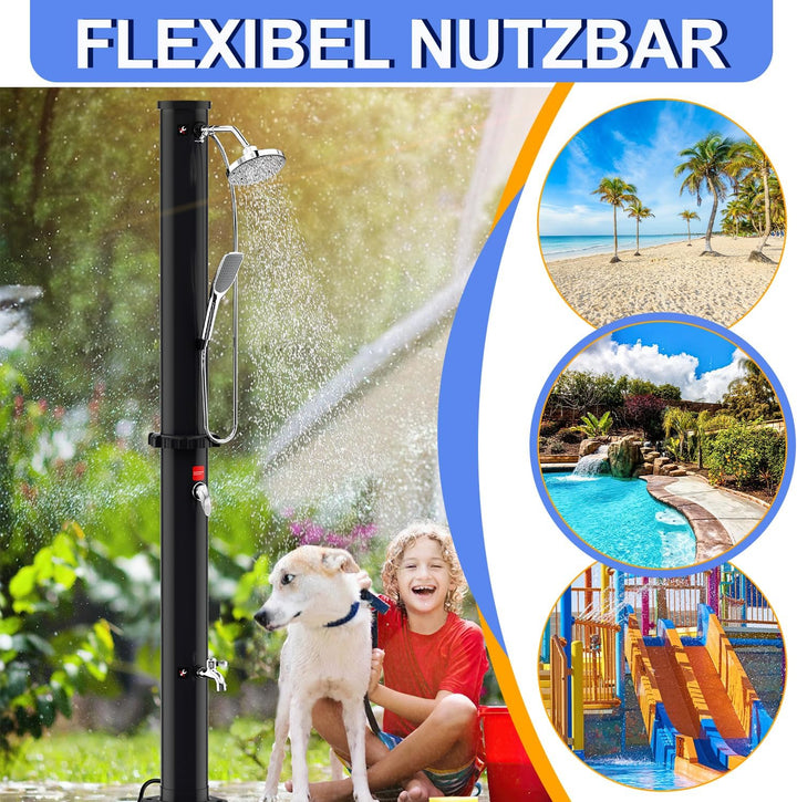 Randaco Solardusche Solar Gartendusche warmes Wasser Bis Zu 60°C Ohne Stromanschluss Pooldusche Camp
