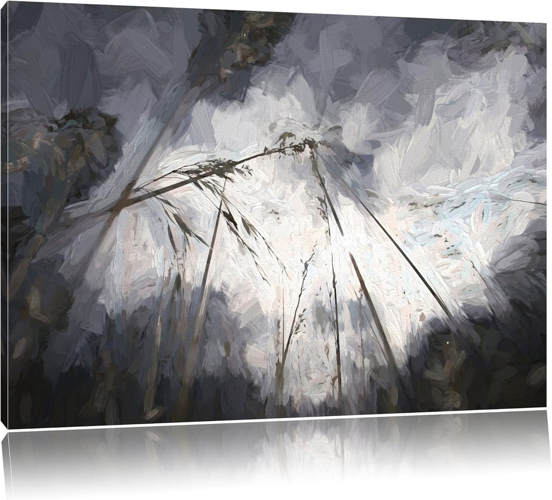 Düsteres Gras vorm Regen Deluxe Format: 100x70 cm auf Leinwand, XXL riesige Bilder fertig gerahmt mi