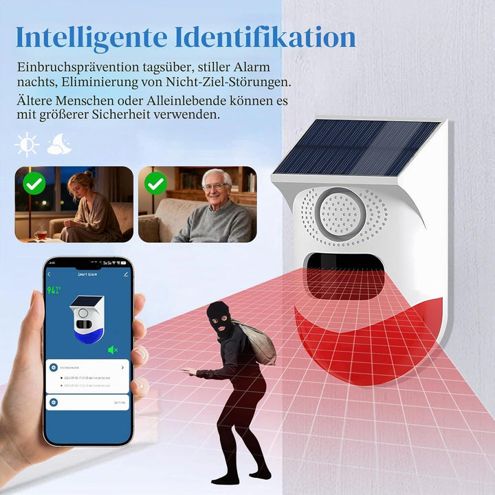 Yasorn Smart Bewegungsmelder Alarm, Bewegungssensor mit Fernbedienung, 120 dB Infrarot Sensor Reichw