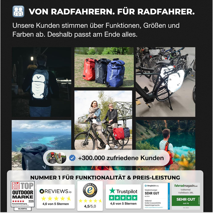 Valkental® - 3in1 Fahrradtasche Pro - Das Original - Hochwertiges Nylon - 23L Volumen - Geeignet als