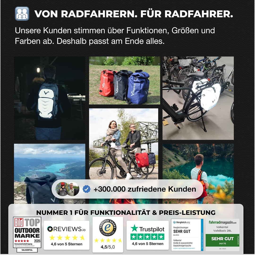 Valkental® - 3in1 Fahrradtasche Pro - Das Original - Hochwertiges Nylon - 23L Volumen - Geeignet als
