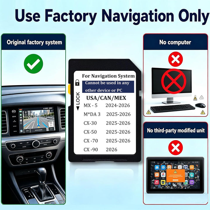 Navigations-Speicherkarte für 2025, GPS-Karte, kompatibel mit Mazda 3 (2025), MX-5 (2024), Cx-30 (20