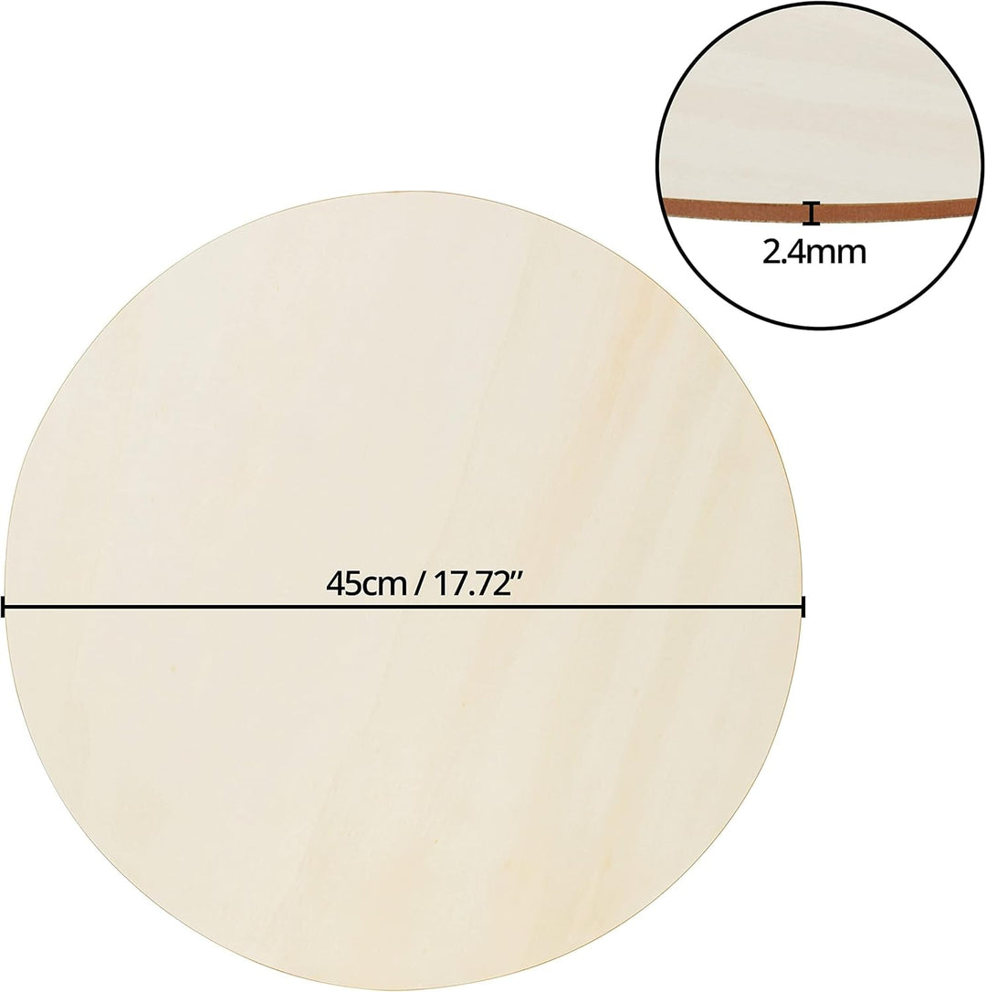 Belle Vous 6er Pack Naturbelassene Holzplatte Rund - 45 cm Durchmesser, 2,4 mm Dicke - Schlichtes Bl